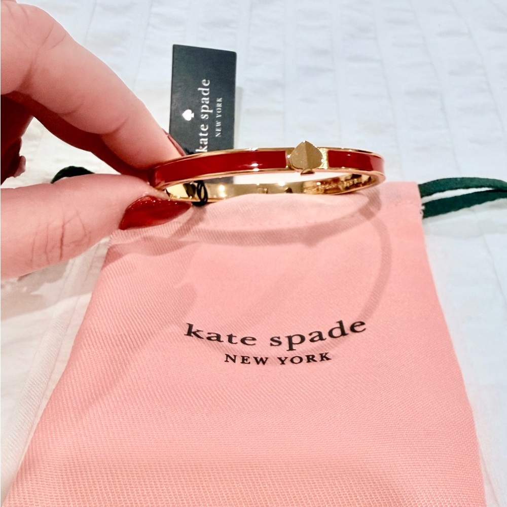 Kate Spade Gold-Tone Bangle with Pink Pouch